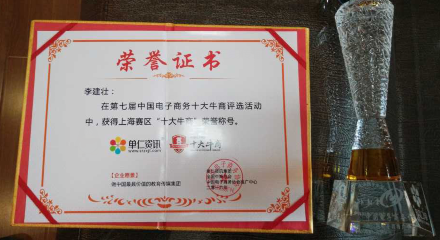 勇顺电气荣获中国”电子商务上海十大牛商“